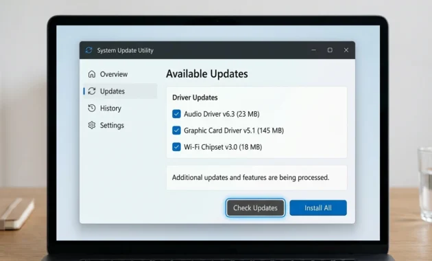 Lenovo Vantage app showing a list of available driver updates that can fix a Lenovo touchpad not working