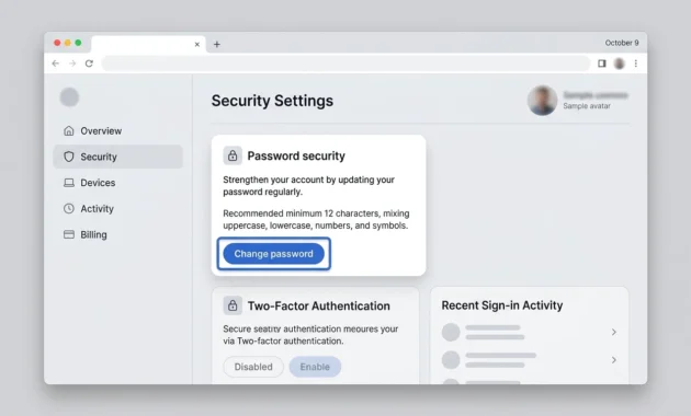 Microsoft account Security page in a web browser showing where to change your Microsoft account password online